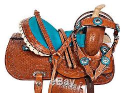 10 12 13 Blue Pony Leather Saddle Tack Western Youth Kids Saddle Tack Set Trail