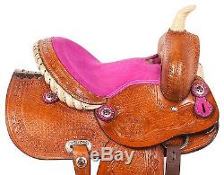 10 12 13 Mini Pink Pony Leather Saddle Tack Western Youth Kids Saddle Tack Set