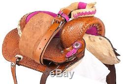 10 12 13 Mini Pink Pony Leather Saddle Tack Western Youth Kids Saddle Tack Set