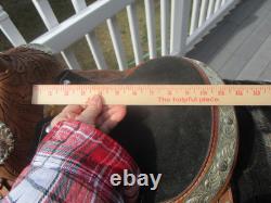 10'' Childs western silver show Saddle tooled leather SQH with breast collar