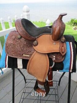 10'' DOUBLE T SEMI Q H BARS child youth Pony leather western trail saddle