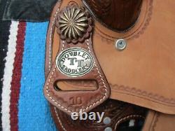 10'' DOUBLE T SEMI Q H BARS child youth Pony leather western trail saddle