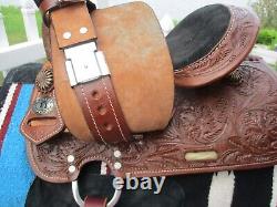 10'' DOUBLE T SEMI Q H BARS child youth Pony leather western trail saddle