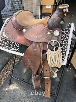 11 Silver Royal Leather Kids Western Show Trail Saddle withSilver