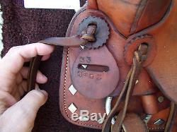11'' Vintage Leather Tooled PONY WESTERN KIDS SADDLE, BRIDLE REINS & CINCH