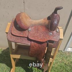 12 PONY WESTERN SADDLE FLORAL TOOLED 5-1/2 Gullet