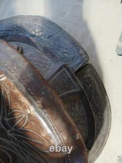 12 Tall Tooled Leather Floral Western Saddle vintage