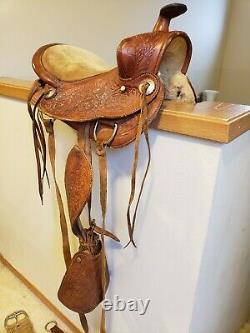 12 Vintage Western Tooled Leather Pony Saddle Billy Cook Cinch Kids Youth