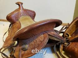 12 Vintage Western Tooled Leather Pony Saddle Billy Cook Cinch Kids Youth