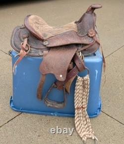 12'' Youth Kids Pony Brown Leather Western Trail Saddle Horse Pony