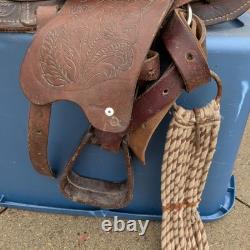 12'' Youth Kids Pony Brown Leather Western Trail Saddle Horse Pony