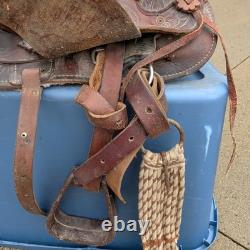 12'' Youth Kids Pony Brown Leather Western Trail Saddle Horse Pony