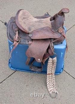 12'' Youth Kids Pony Brown Leather Western Trail Saddle Horse Pony