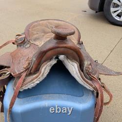 12'' Youth Kids Pony Brown Leather Western Trail Saddle Horse Pony