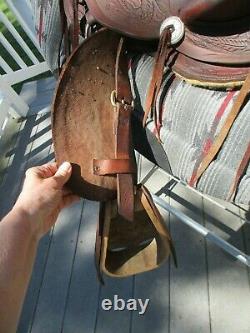 12'' vintage western leather tooled Pony saddle youth kids
