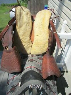 12'' vintage western leather tooled Pony saddle youth kids