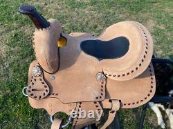 12 youth Western barrel saddle rough out leather withblack buckstitching