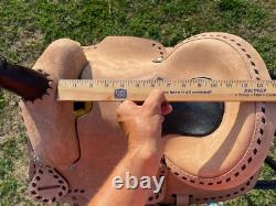 12 youth Western barrel saddle rough out leather withblack buckstitching