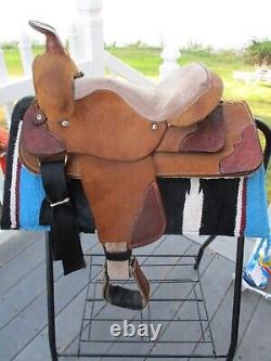 12'' youth kids Pony Brown leather western trail saddle pony BARS