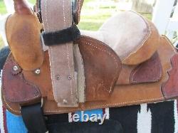 12'' youth kids Pony Brown leather western trail saddle pony BARS