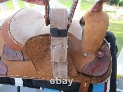 12'' youth kids Pony Brown leather western trail saddle pony BARS