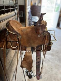 12inch Double T Saddlery Youth Western Saddle Tooled Leather