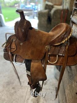 12inch Double T Saddlery Youth Western Saddle Tooled Leather