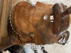 12inch Double T Saddlery Youth Western Saddle Tooled Leather