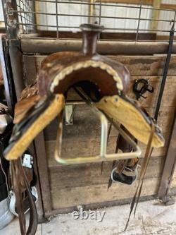 12inch Double T Saddlery Youth Western Saddle Tooled Leather