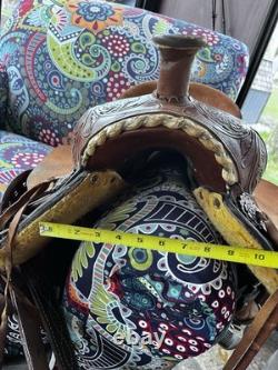 12inch Double T Saddlery Youth Western Saddle Tooled Leather