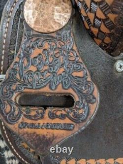 13.5 Used Double J Western Pozzi Pro Barrel Racer Saddle 678-5080