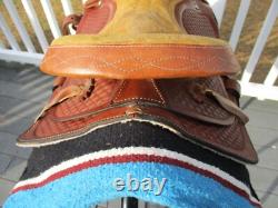 13'' CHILDRENS YOUTH Brown leather western trail saddle SQH BARS