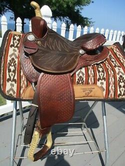 13'' Circle M #1312 Brown basket weave western barrel saddle QH BARS