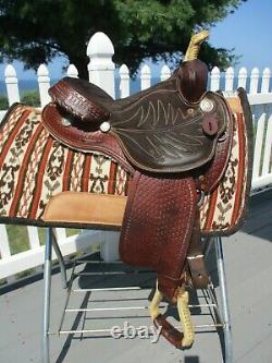 13'' Circle M #1312 Brown basket weave western barrel saddle QH BARS