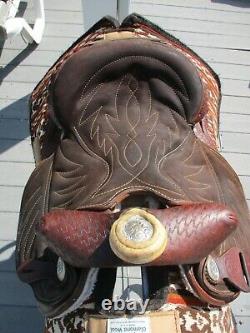 13'' Circle M #1312 Brown basket weave western barrel saddle QH BARS