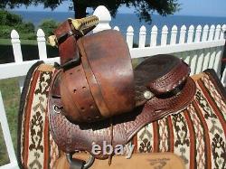 13'' Circle M #1312 Brown basket weave western barrel saddle QH BARS