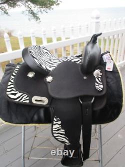 13'' Double T QH BARS YOUTH Western Light Weight Synthetic Zebra stripe Saddle