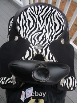 13'' Double T QH BARS YOUTH Western Light Weight Synthetic Zebra stripe Saddle