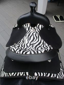 13'' Double T QH BARS YOUTH Western Light Weight Synthetic Zebra stripe Saddle