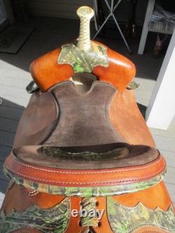 13'' FQH BARS #73 Circle A American Saddlery leather western Camo Barrel saddle