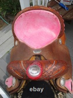 13'' QH BARS Billy cook Pink Western Barrel saddle Greenville Texas