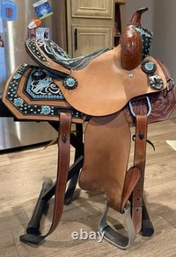 13 Western Pleasure Saddle with 7 Inch Tree. Comes With Matching Breast Strap