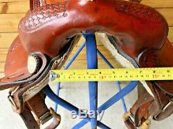 14 1/2 Western Saddle w Basketweave Tooling and Rawhide Laced Cantle