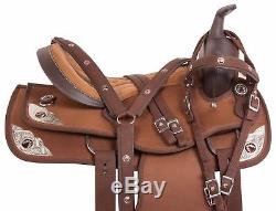 14 15 16 17 18 Used Brown Synthetic Western Pleasure Trail Horse Saddle Tack Set