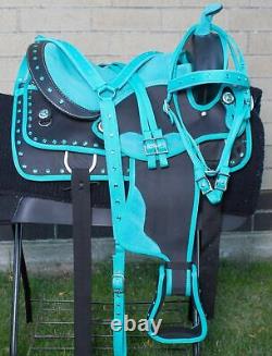 14 15 16 Used Trail Horse Saddle Western Barrel Racer Teal Turquoise Tack Set