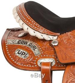 14 16 Used Western Trail Barrel Racing Silver Show Saddle Leather Horse Tack