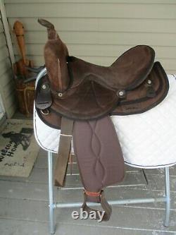 14'' #499 Brown big horn suede & cordura western barrel trail saddle QH BARS