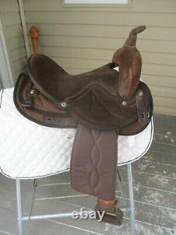 14'' #499 Brown big horn suede & cordura western barrel trail saddle QH BARS