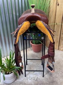 14.5 ALAMO Western Barrel Horse Saddle Full Bar Top Quality
