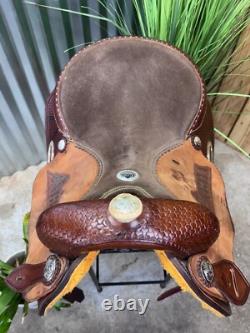 14.5 ALAMO Western Barrel Horse Saddle Full Bar Top Quality